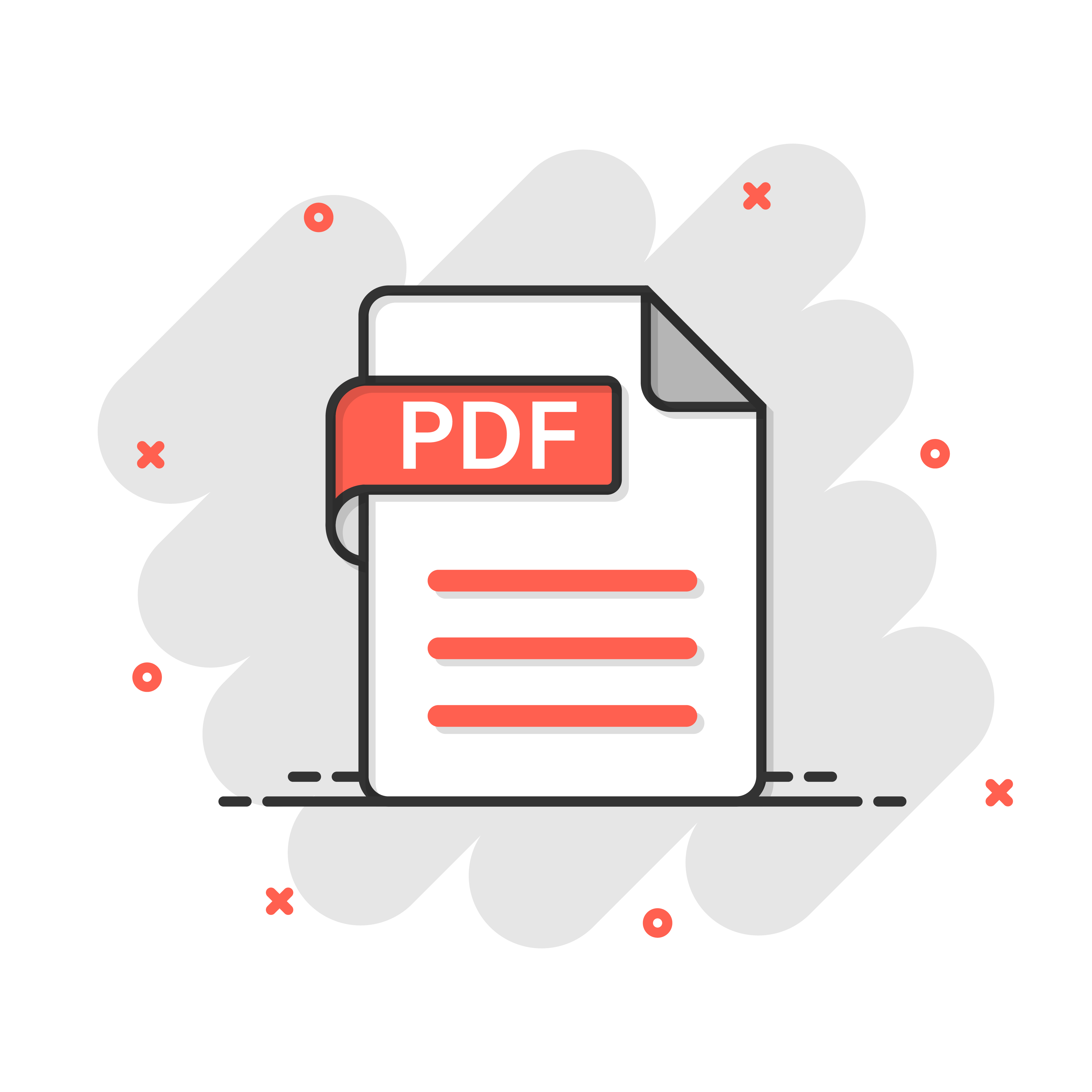 Pdf icon in comic style. Document text vector cartoon illustration on white isolated background. Archive splash effect business concept.